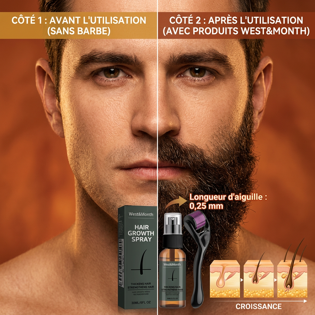 Kit Croissance Barbe – Sérum & Micro-Rouleau