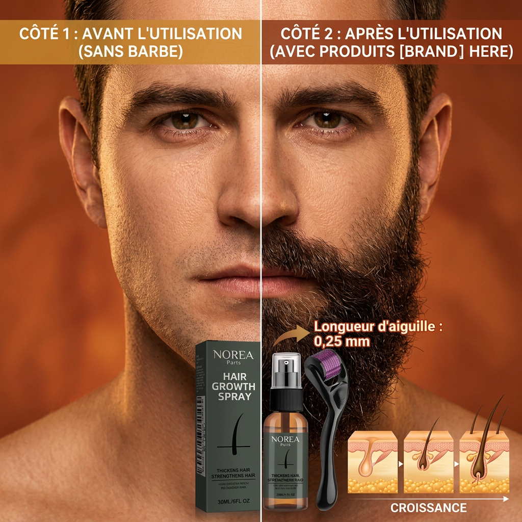 Kit Croissance Barbe – Sérum & Micro-Rouleau