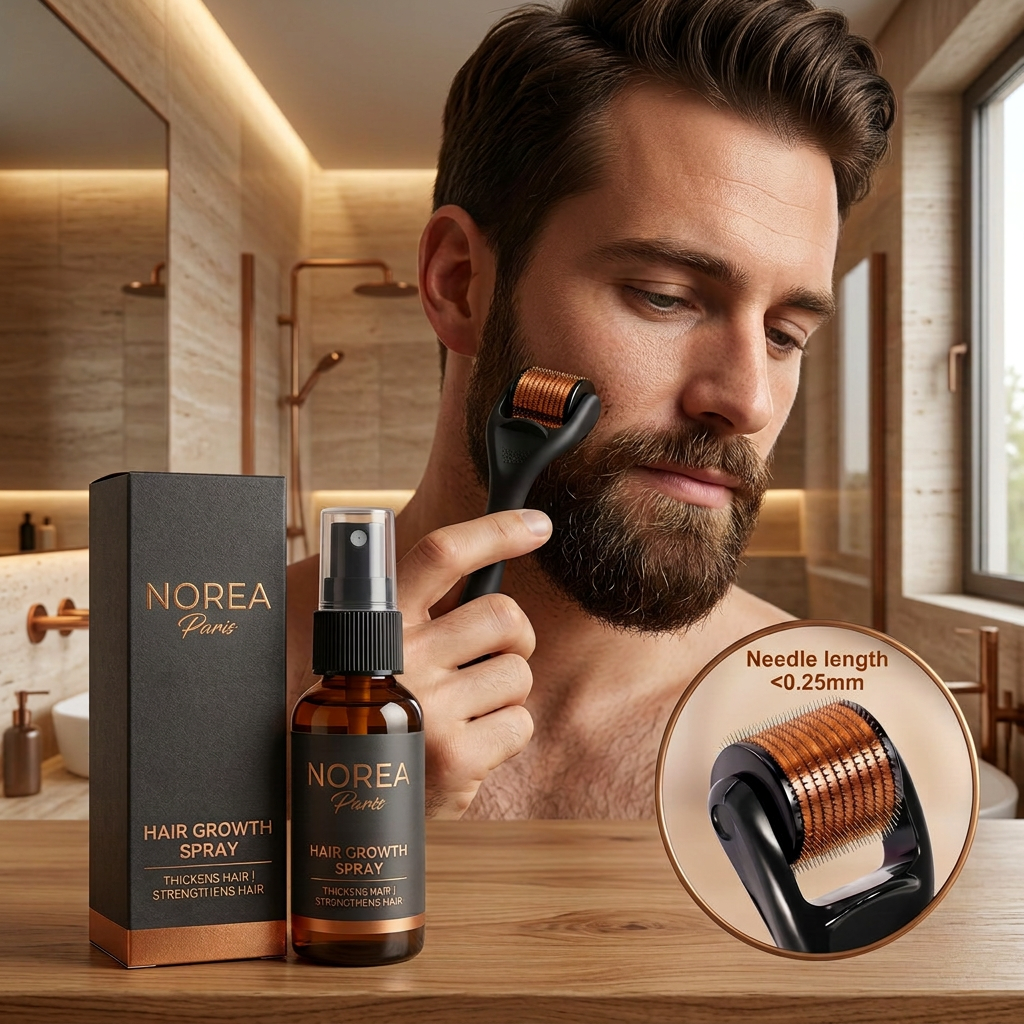 Kit Croissance Barbe – Sérum & Micro-Rouleau