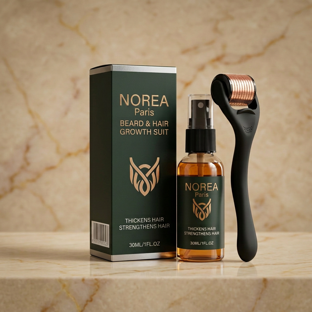 Kit Croissance Barbe – Sérum & Micro-Rouleau